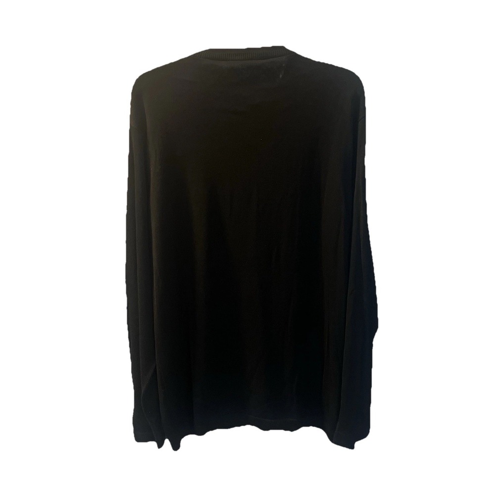 Bacrach Pullover Sweater Mens Sz L Silk Blend Black White Dot Grid Long Sleeve - Picture 2 of 5